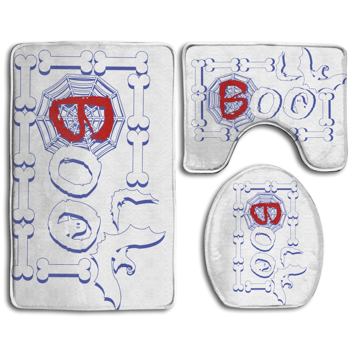 

CHARM HOME Stand Up Ghost With Bat Halloween BOO Bathroom Antiskid Pad 3PCS/Set Toilet Seat Cover Anti-slip Bathroom Accessories