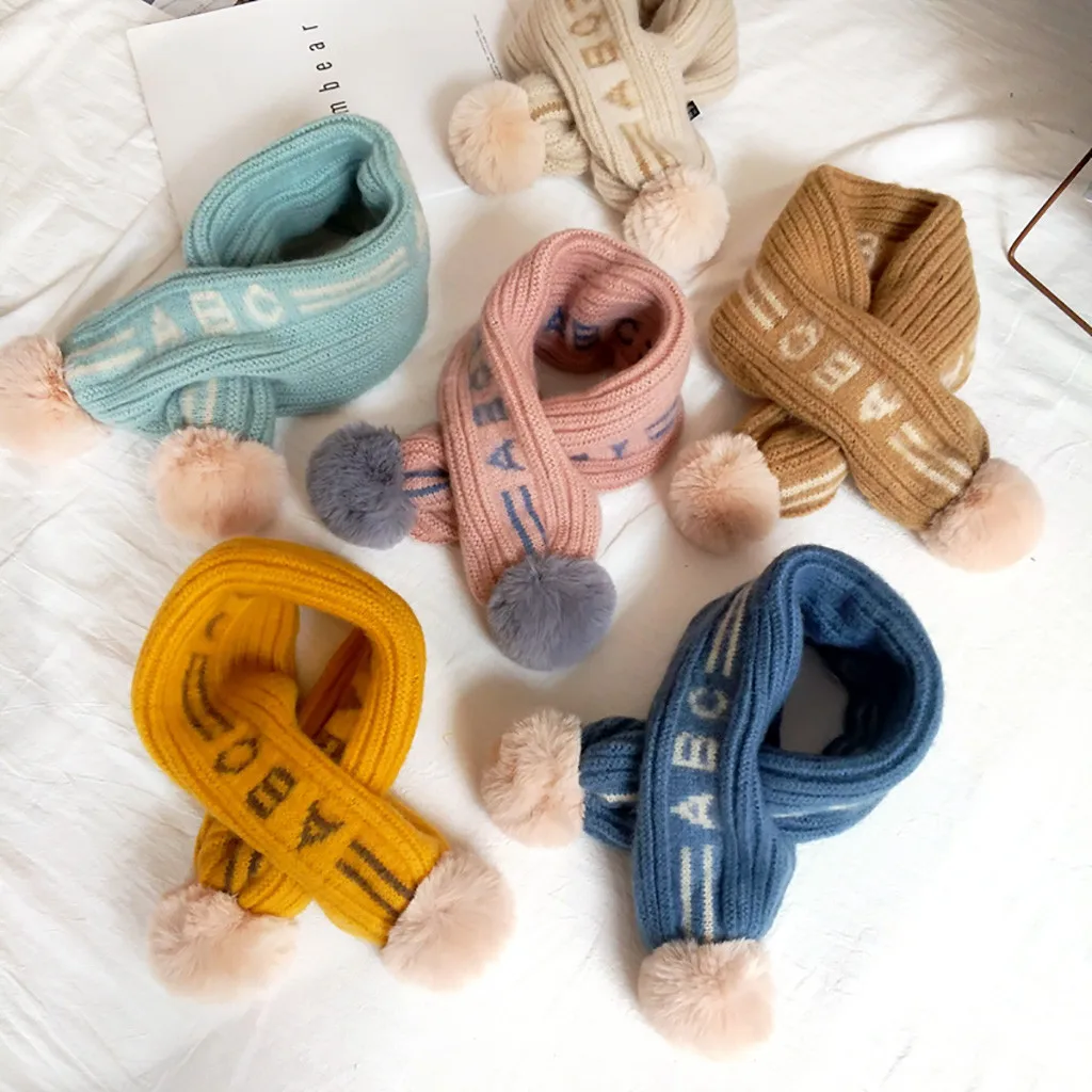 Милый осенне-зимний лоскутный шарф для маленьких мальчиков и девочек Теплые трикотажные шарфы