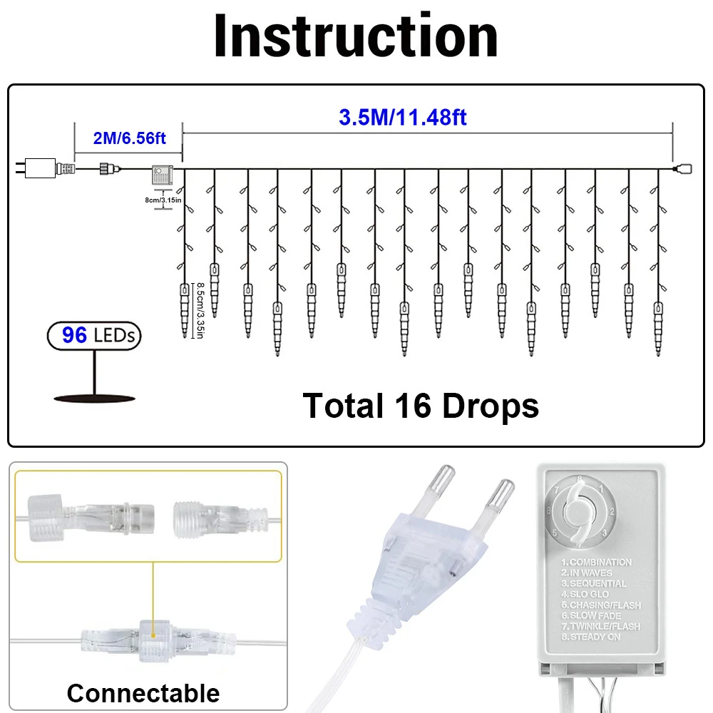Рисунок 6 - СВЕТОДИОДНАЯ Гирлянда-занавеска в виде сосулек