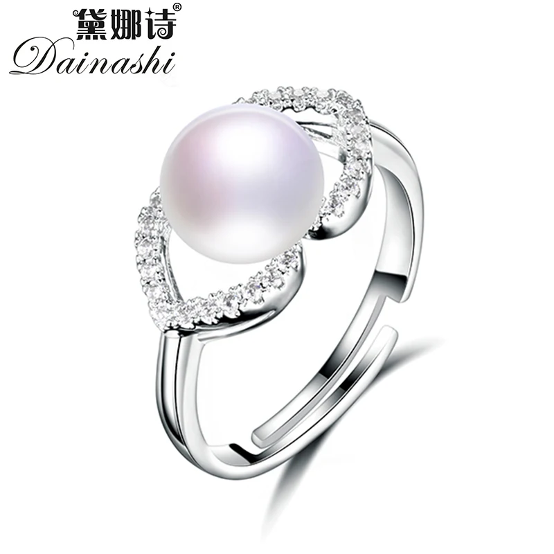

Dainashi 925 Sterling Silver Bow-knot Zircon Crystal Ring Fine Jewelry 100% Genuine Freshwater Cultured Pearl Ring Party Gift