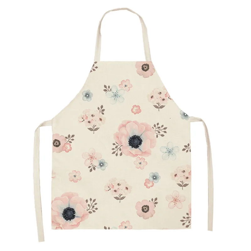 Imixlot Women Kitchen Apron Flower and Bird Theme Pattern Waterproof Linen Apron Sleeveless Waist Bib