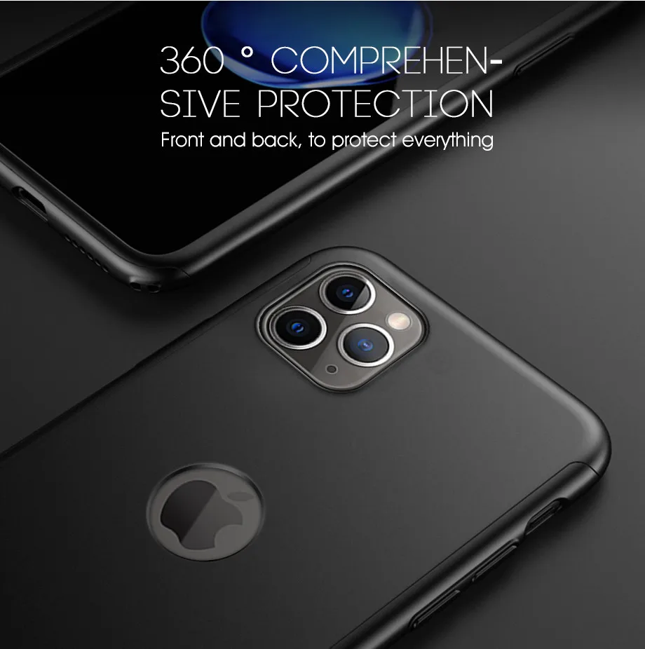 360 Полный чехол противоударный чехол для телефона на iphone X 5 6 7 8 Plus защитный чехол на iphone 11 Pro X XR XS MAX чехол со стеклом