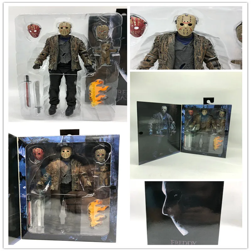 

2019 New Type Original NECA Freddy vs Jason FVJ Ultimate Jason Voorhees Action Figure Toy Collection Horror Halloween Gift