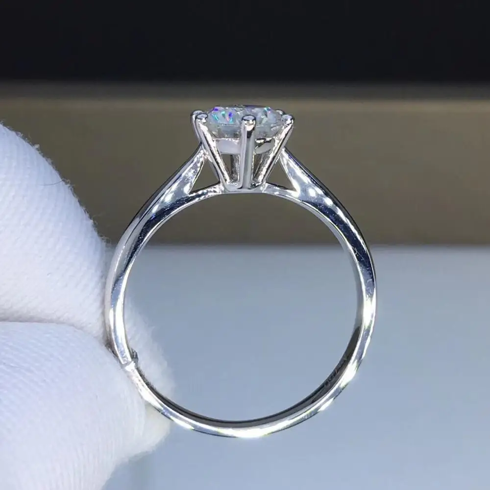 other sizes Аладдин, 18 карат, белое золото, 1ct, Mossinate Halo, бриллиантовое обручальное кольцо, обручальное кольцо, юбилейное кольцо с алмазным мостом - Цвет камня: other sizes