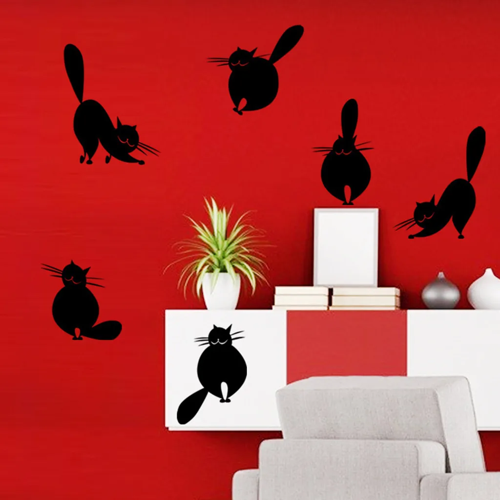 Cute Cat Theme Family Room Window Wall Mural Decorative Decal Detachable