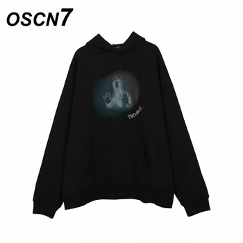 

OSCN7 High Street Plus Velvet Warm Hoodies Men 2020 Winter Japanese Streetwear Harajuku Oversize Hooded Sweatshirt Mens 9810