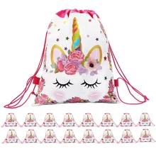 1 шт. пластиковый хлопковый рюкзак с цветочным принтом единорога сумка на шнурке для девочек Licorne Juguetes сумка для хранения для детей Плюшевые игрушки для хранения
