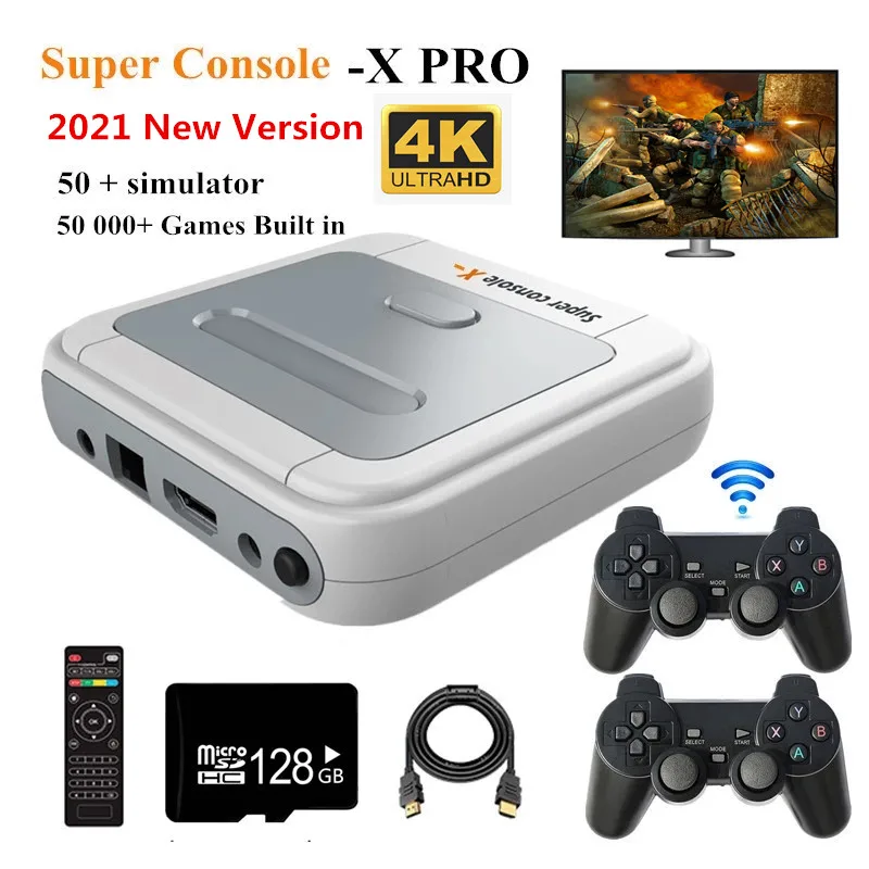 

X PRO HD видео игровая консоль 4K HD выход Встроенный Ретро 800/50000 классических семейных игр ТВ Два джойстика для подарка PK xbox ps1
