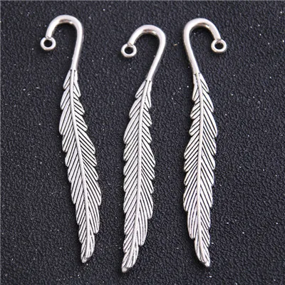 Antique Silver 4 шт 12*79 мм новые модные классические оптовые продажи в форме пера четыре цвета металл не содержащий свинца сплава закладки - Цвет: Antique Silver