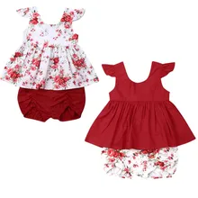 Новая летняя футболка для маленьких девочек из 2 предметов топы, короткие штаны, комплект одежды