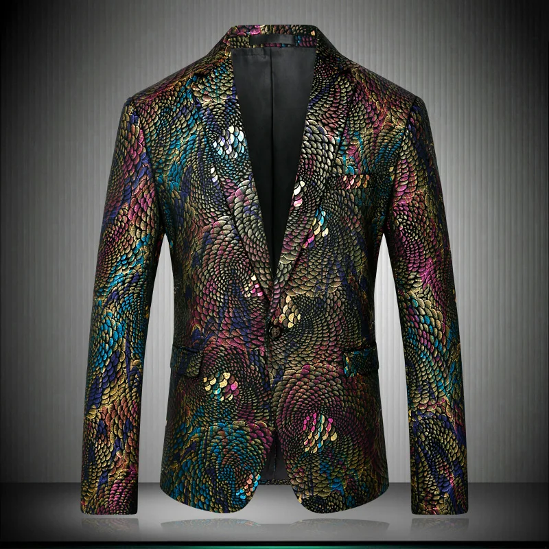 Slim Fit Fancy 2020 Мужские Сценические костюмы павлина с цветочным дизайном для певцов
