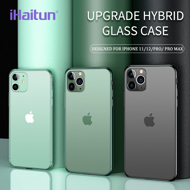 Роскошный стеклянный чехол iHaitun для iPhone 11 12 Pro Max ультратонкие прозрачные
