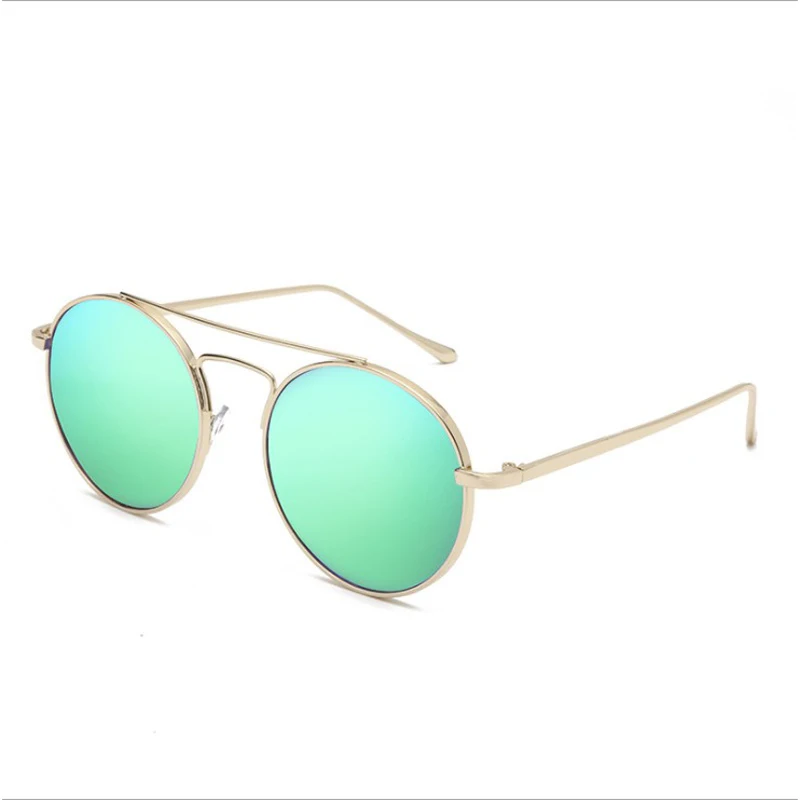 blue green Круглые мужские солнцезащитные очки UV400 металлические светоотражающие красочные очки женские - Цвет линз: blue green