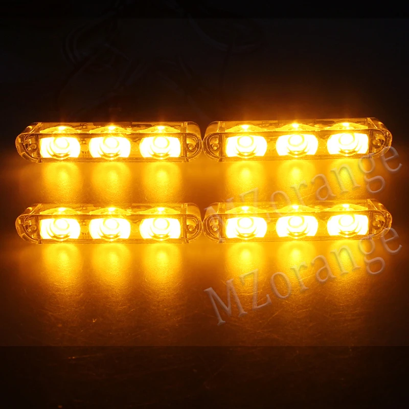 4x3/led беспроводной пульт дистанционного управления скорой помощи полицейский светильник DC 12 В стробоскоп Предупреждение ющий светильник для автомобиля Грузовик аварийный светильник мигающий пожарный светильник s - Испускаемый цвет: yellow