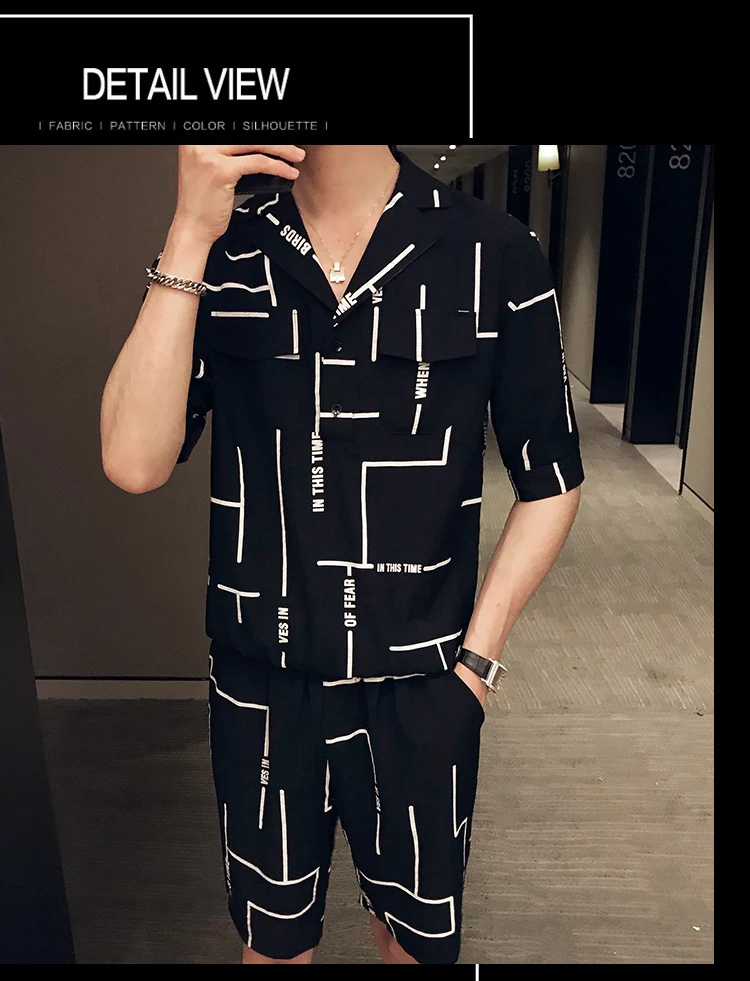 Корейский стиль Kleding уличная Ropa De Hombre Zomer футболки En Korte 2 шт набор Persoonlijkheid Gedrukt мужские kleding