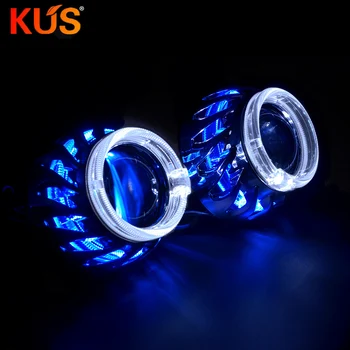 

2.5 Inch Mini Bixenon projector lens with dual COB angel eyes DRL mask shrouds for Headlights H4 H7 Car Retrofit Headlamp