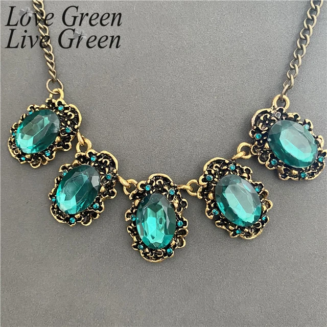 Buy BriLove Women's Wedding Bridal Crystal Floral Leaf Statement Necklace  Dangle Earrings Set Emerald Color Gold-Toned Online at Lowest Price Ever in  India | Check Reviews & Ratings - Shop The World