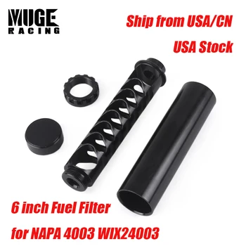 

6 Inch Aluminum 1/2-28 Car Fuel Filter 5/8-24 Car Trap Solvent Trap Titanium Black Fuel Filter for NAPA 4003 WIX 24003 OFI022