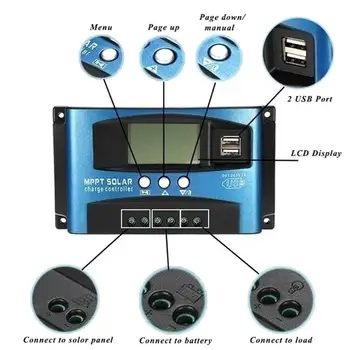 

Mppt Controller Solar Controller Solar Controller Mppt Controller Lcd Dual Usb 12/24v 5V/2A Overcurrent Short Circuit Home