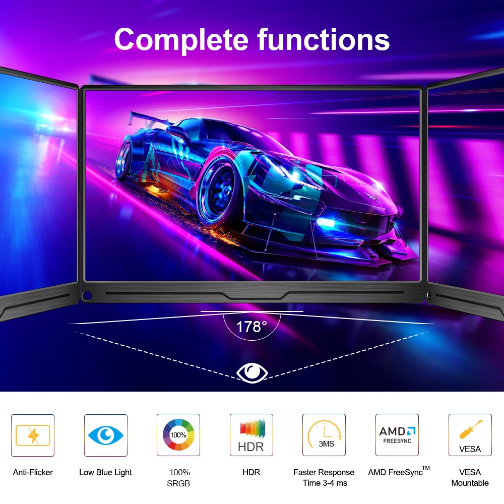 UPERFECT-4K ޴  Ʈ PC 15.6 IPS 3840x2160 UHD ܺ ȭ  LCD ÷, USB C Xbox PS4 ġ HDMI