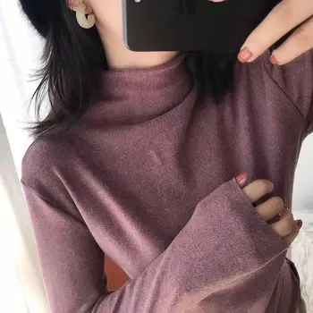 

Women's Bottoming Shirt Womens Sweaters Half High Collar Autumn Winter Sweater New High-stretch Warm Sweater Womens Tops