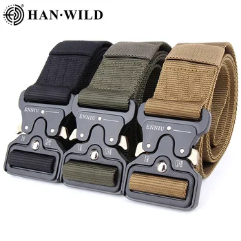 

Military Tactical Belt Metal Nylon Buckle Adjustable Army Police Outdoor Quick Release Hunting Training Belt Width 3.8CM 4.3CM