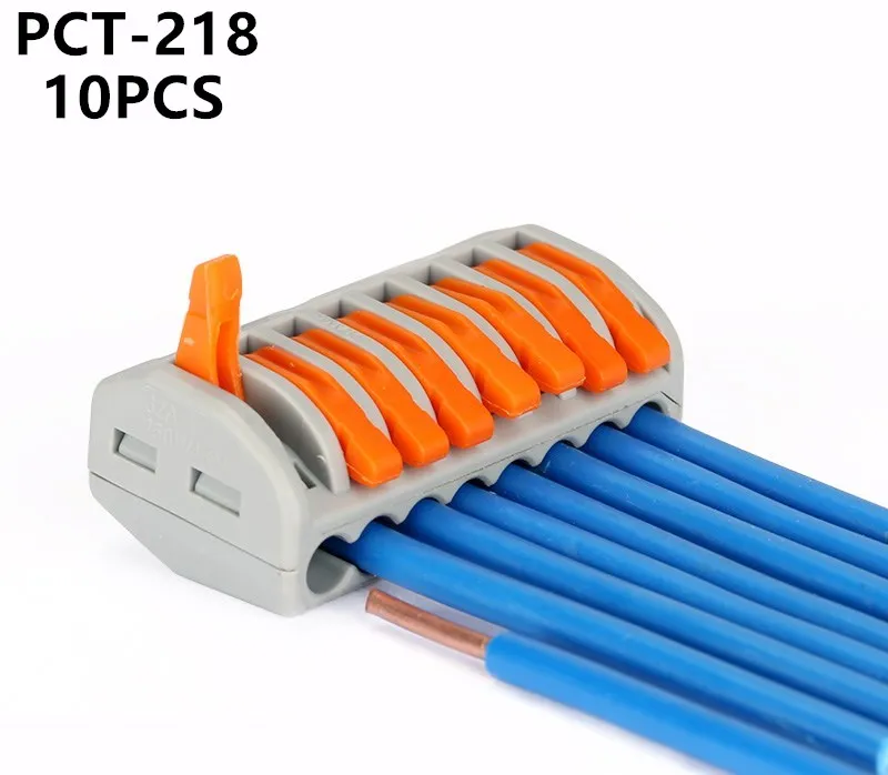 

Free shipping 10Pcs PCT-218 Universal Compact Wire Wiring Connector Connectors 8 pin Conductor Terminal Block With Lever