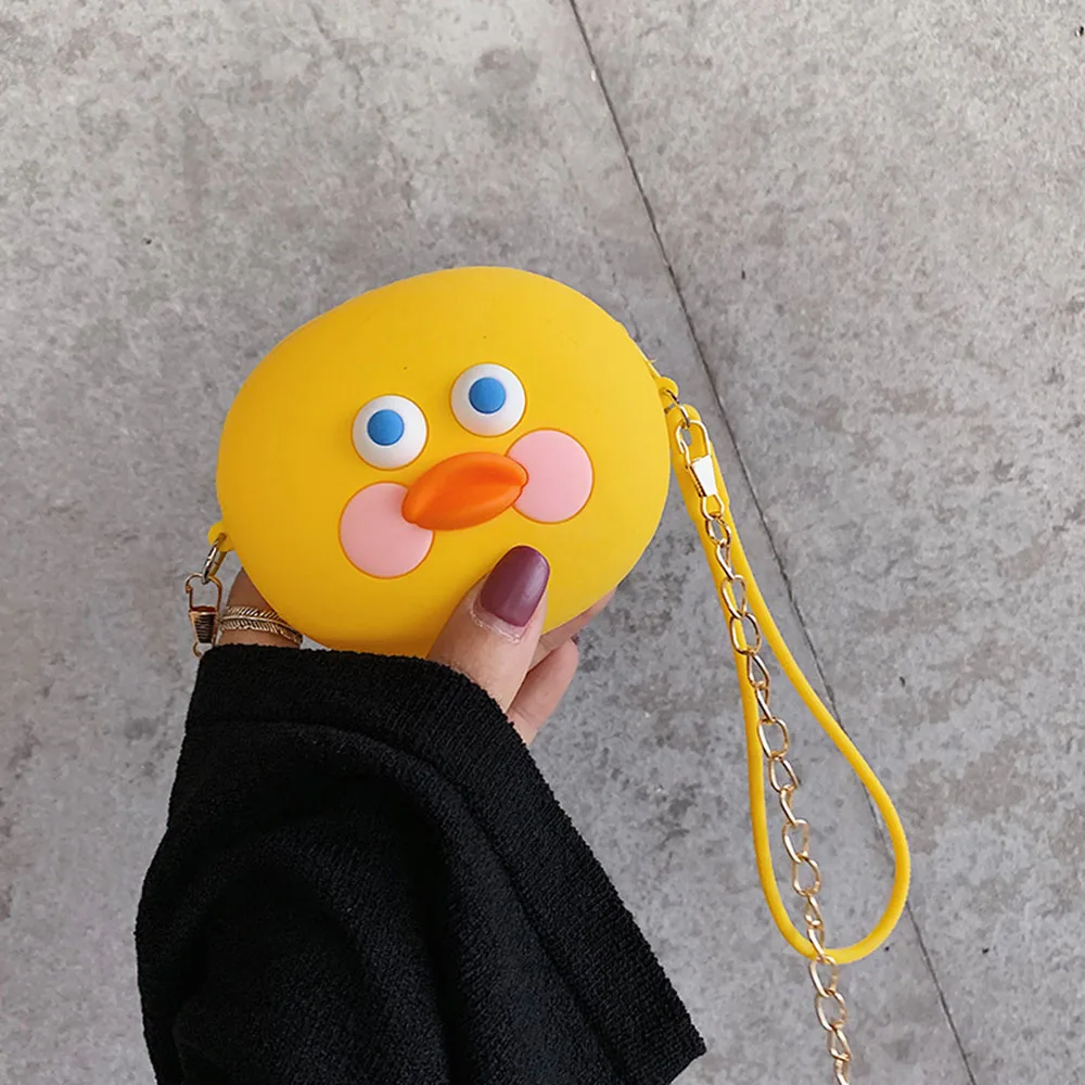 Q UNCLE Kawaii, мультяшная утка, силиконовый кошелек для девочек, сумка через плечо, цвет конфеты мини, летняя Милая Диагональная Сумка на ремне, сумка для монет