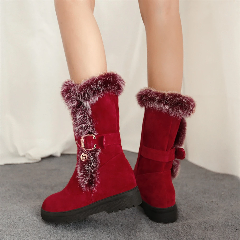 

Sarairis Comfortable Russia Snow Boots Large Size 41 Mid Calf Boots Women Shoes Add Fur Warm Winter Shoes Woman Boots