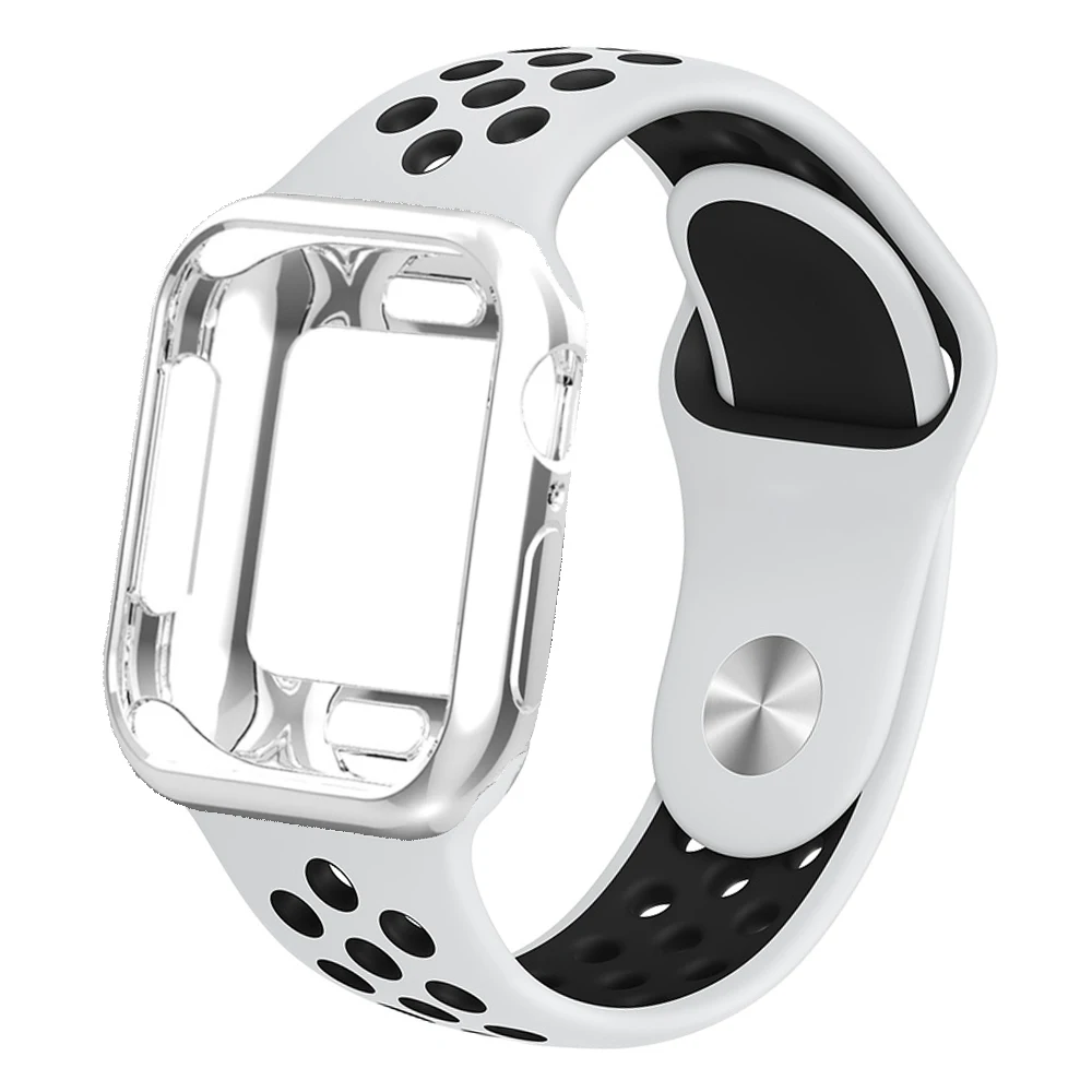 Ремешок+ чехол для apple watch band pulseira apple watch 4 3 5 band 44 мм/40 мм iwatch чехол для браслета 42 мм/38 мм correa ремешок для часов браслет