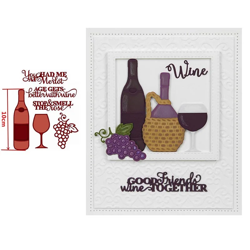 

Fruit Grape Glass Bottle Metal Cutting Dies for Scrapbooking And Cards Making Paper Craft Words Stop&Smell The Nose Die New 2019