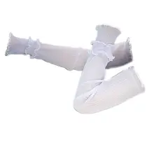 2 шт./пара Для женщин УФ-защита Купальный костюм из пузырь рукава летние вождения однотонные Цвет оборками Лоскутная мнется перчатки без пальцев