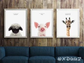

Nordic modern design family wall art decoration painting animal poster Mianyang elephant giraffe polar bear Canvas material o225