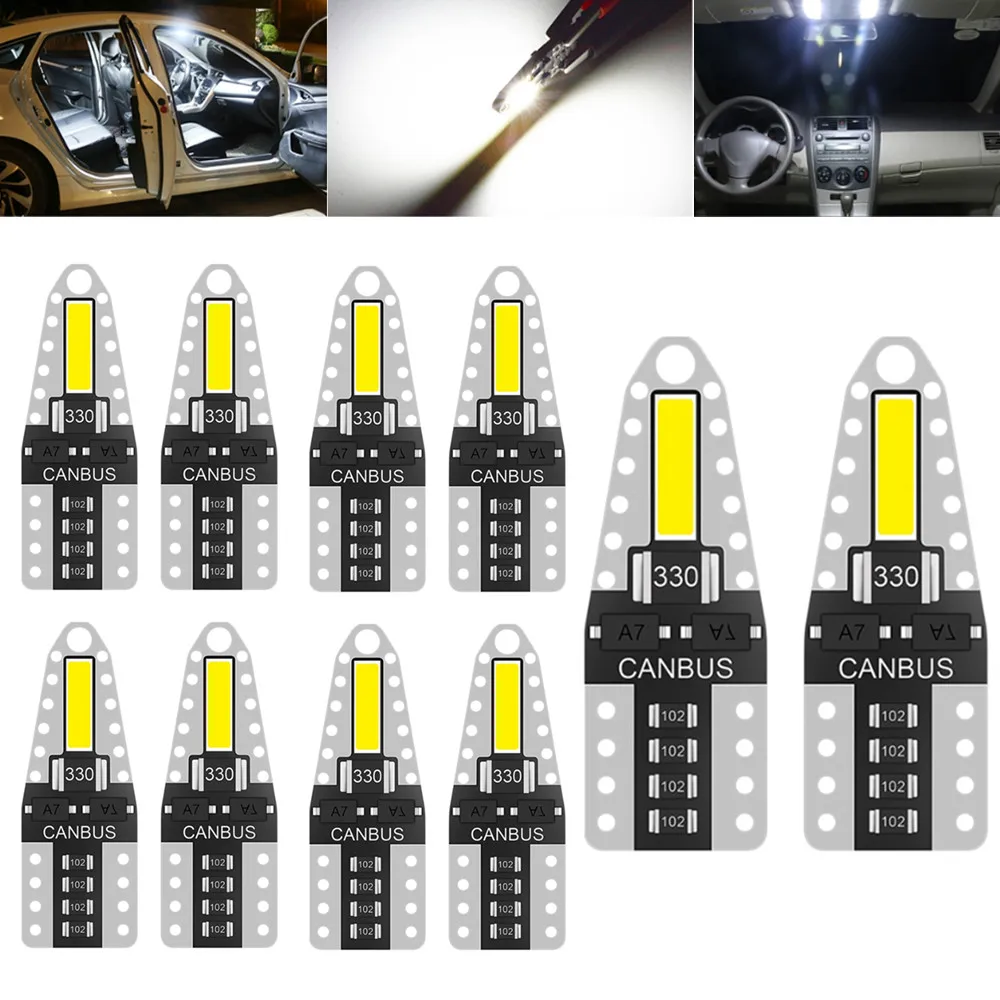 

10x Led T10 W5W Car LED Lighting Marker Lamp Interior Side Light Warning Parking Clearance Bulb Lights 12V Auto for renault ford