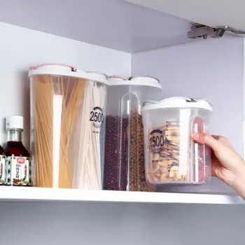 

3 Color Transparent Sealed Storage Box Crisper Grains Kitchen For Dry Food Cans Household Tank Cereals Containers Storage W3V6