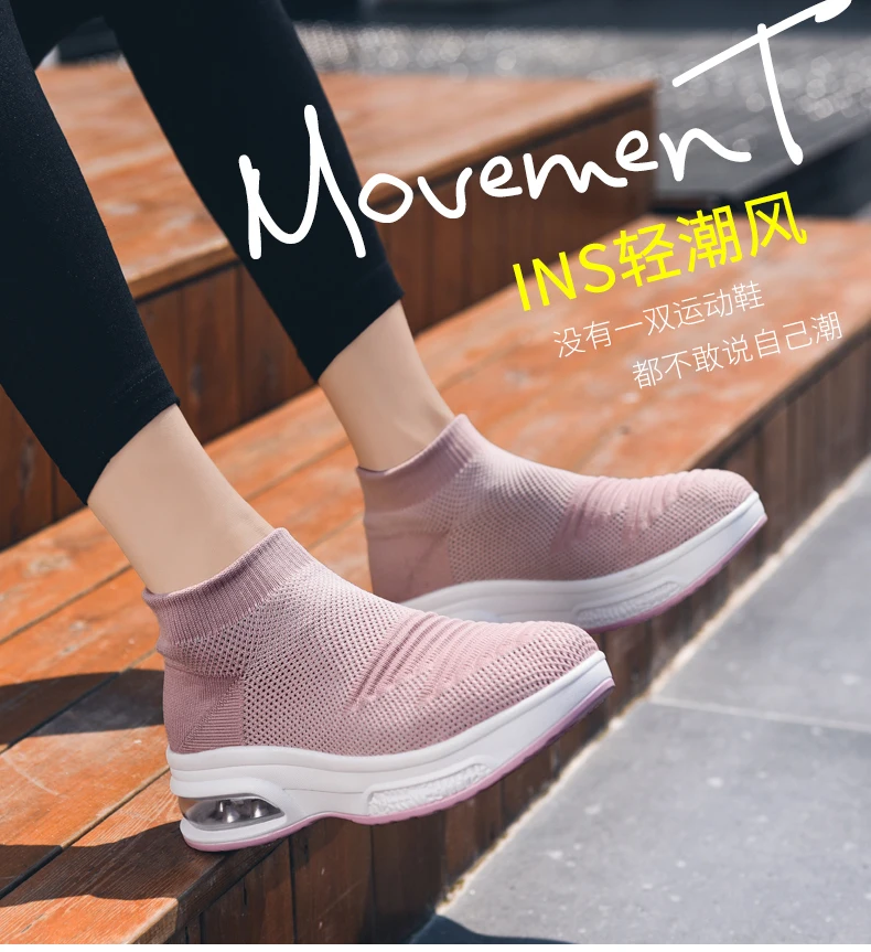 Tenis Feminino High Top Breathable Mesh Sock Sneakers Platform Tennis Shoes for Women Air Cushion Fitness Gym Female Sport Shoes