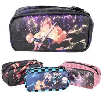 

Anime Demon Slayer: Kimetsu No Yaiba Pencil Case Make Up Cosmetic Bag Cartoon Student Multi-function Flip Stationery Bag Gift