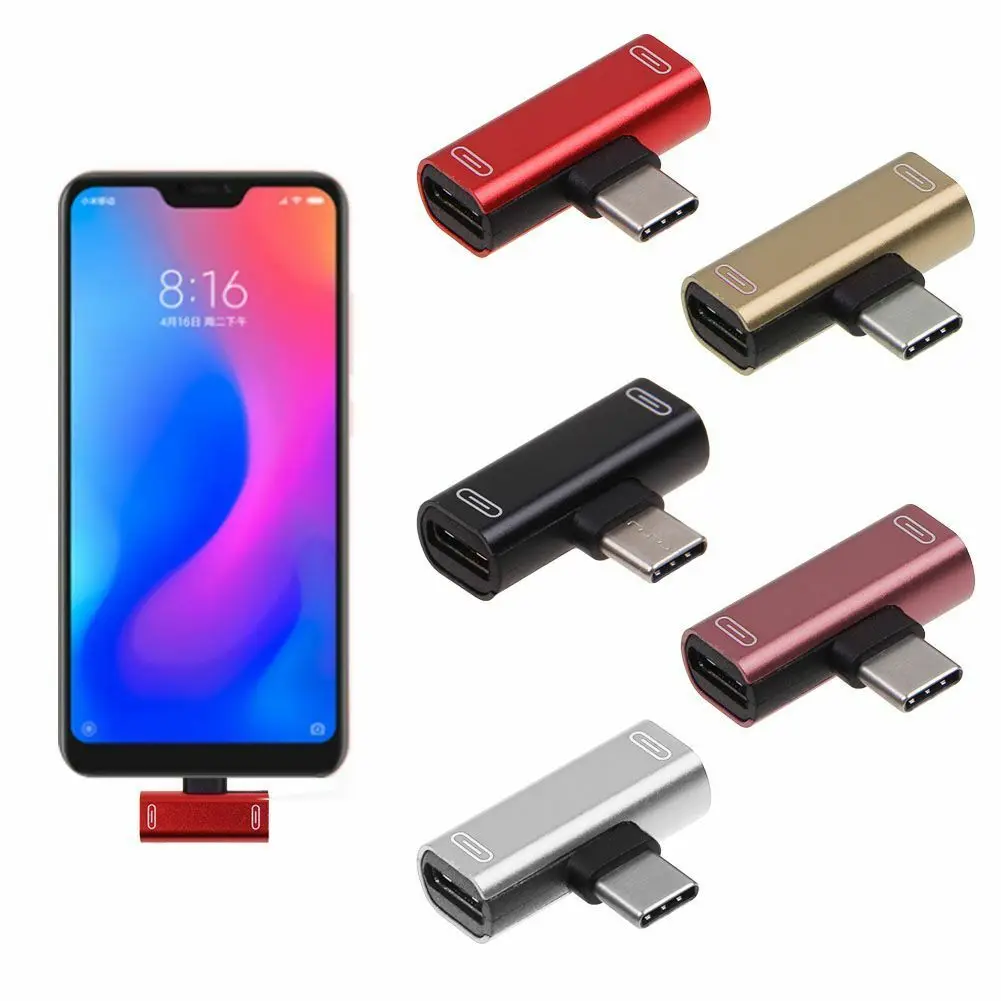 5 цветов двойной 2в1 Тип C для USB-C наушников аудио и зарядное устройство адаптер сплиттер конвертер