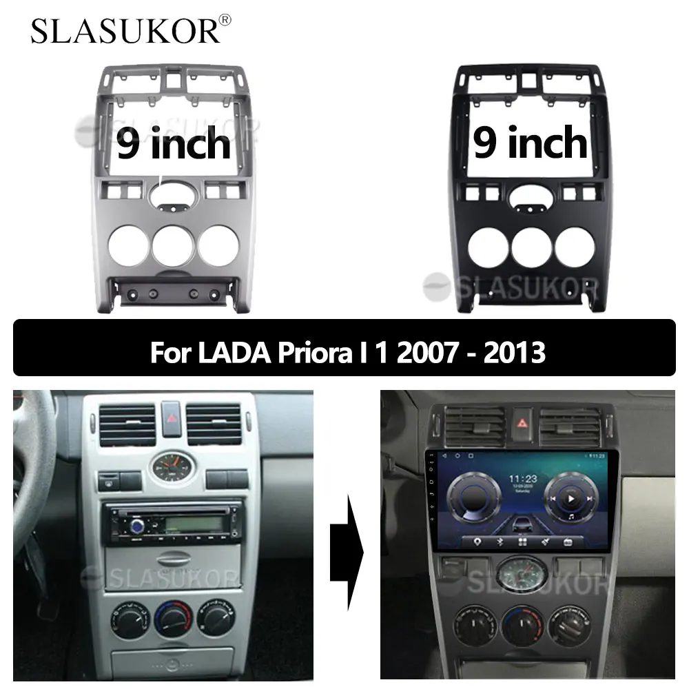 

9 INCH Fascia fit For LADA Priora I 1 2007 2008 2009 2010- 2013 ABS Stereo Panel Dash Mounting Installation Trim Kit Frame Bezel