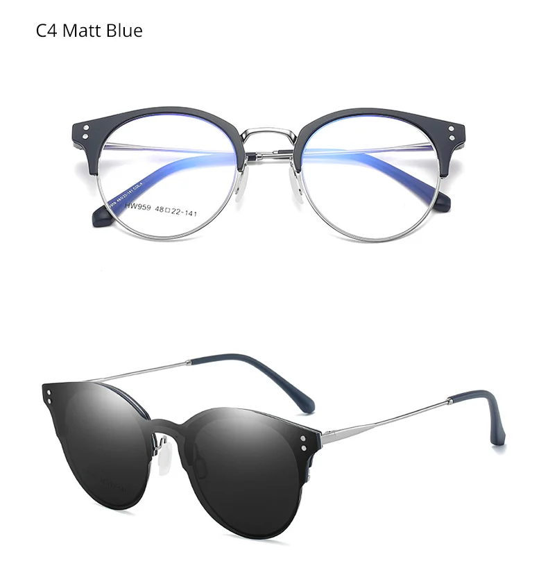 Ralferty Magnet Sun Glasses Prescription Sunglasses Women Men Polarized Round Prescription Myopia Sunglasses 2 In 1 Oculos Z959
