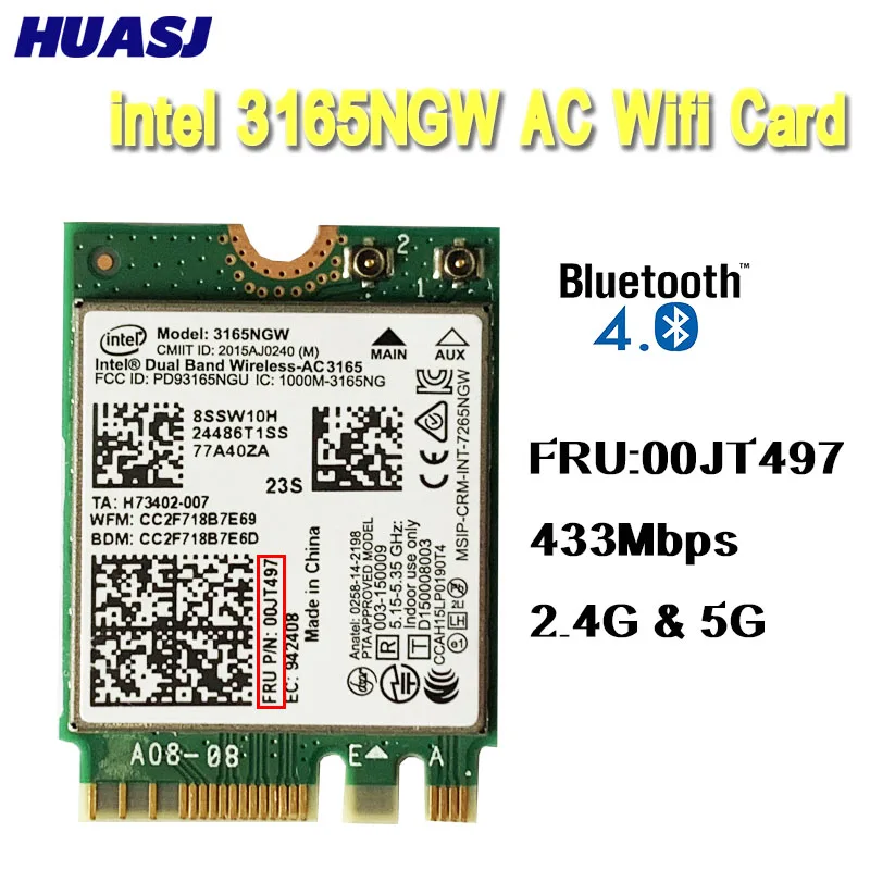 Huasj Intel 00Jt497 3165Ngw Wireless-Ac Dual Band Per Lenovo Thinkpad Bt Wifi Ibm Card Laptop Ngff Wlan E460 E560