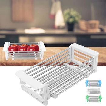 

Telescopic Retractable Drainer Rack Stainless Steel Sink Rack Fruit Storage Drying Rack Drainer for Vegetable Dishes Storage
