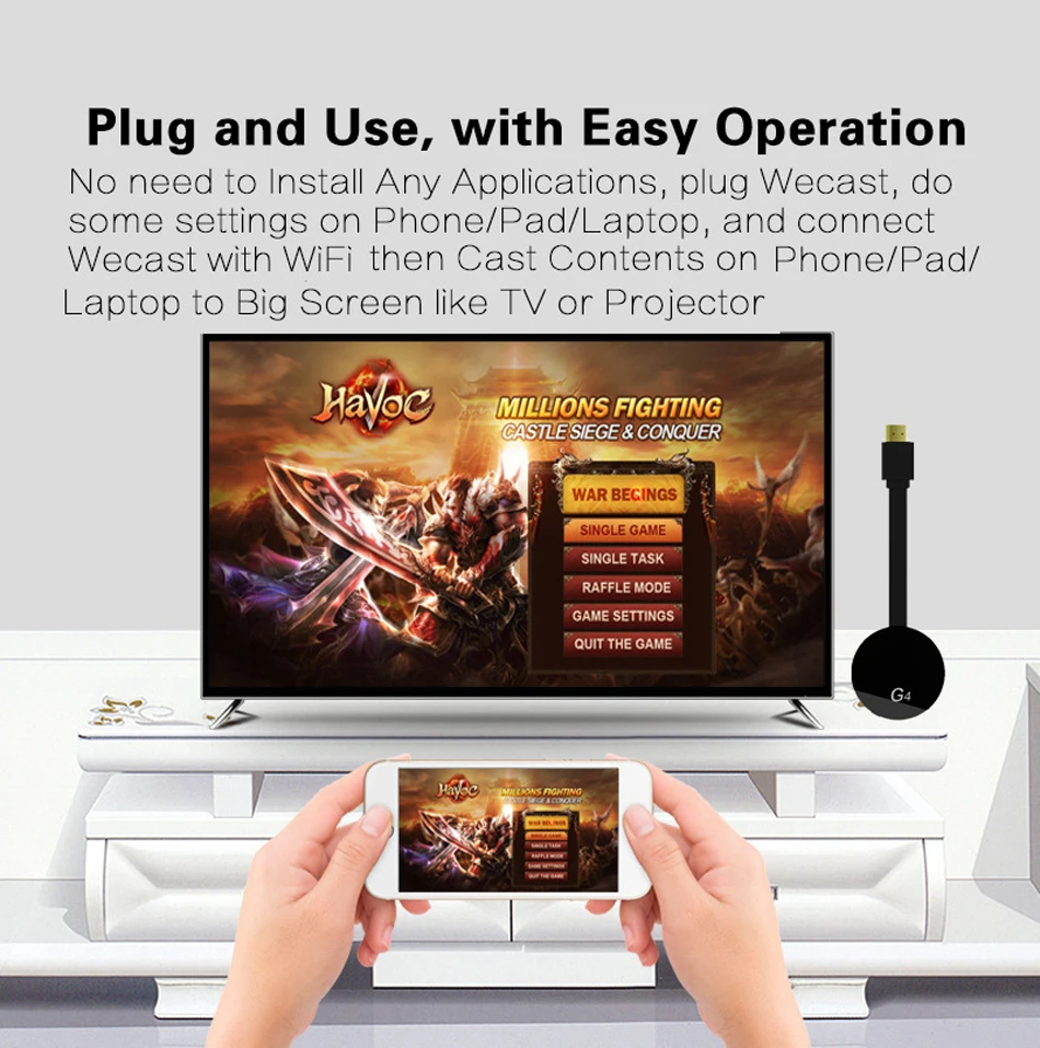 cheapest tv sticks HDMI Wireless Display Wecast G4 for Android iOS YouTube Google Chrome Airplay Support 4G Cellular Data Casting Media TV Stick mini tv sticks