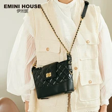 EMINI HOUSE ромбовидная решетка масло воск натуральная кожа сумка на плечо роскошные сумки женские сумки дизайнерские сумки через плечо для женщин