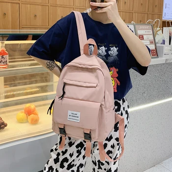 

College Style Backpack 2020 New Korean Simple Backpack Travel Casual Women Portable Solid Color Schoolbag A311