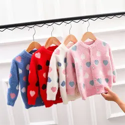 Осенне-зимний свитер для маленьких девочек, теплый вязаный свитер для маленьких девочек, детская одежда, топ для девочек 4-8 лет на Рождество