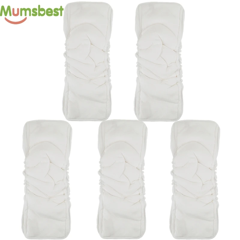 

[Mumsbest] Bamboo Cotton 5 Layers Insert For Baby Cloth Nappy Changing Liners Reusable Cloth Diaper Inserts Nappies Mat 5 PCS