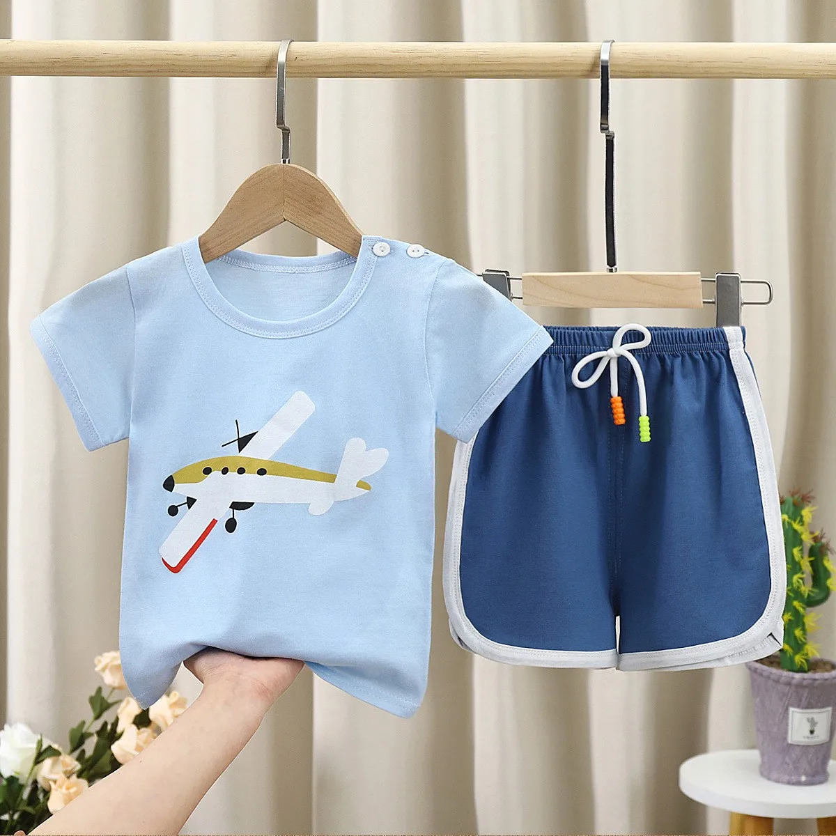 Children Short Sleeve Suit Summer 100% Cotton T-Shirt + Shorts Boy Girl Korean Version Baby New Clothes Girls Sets Clothing