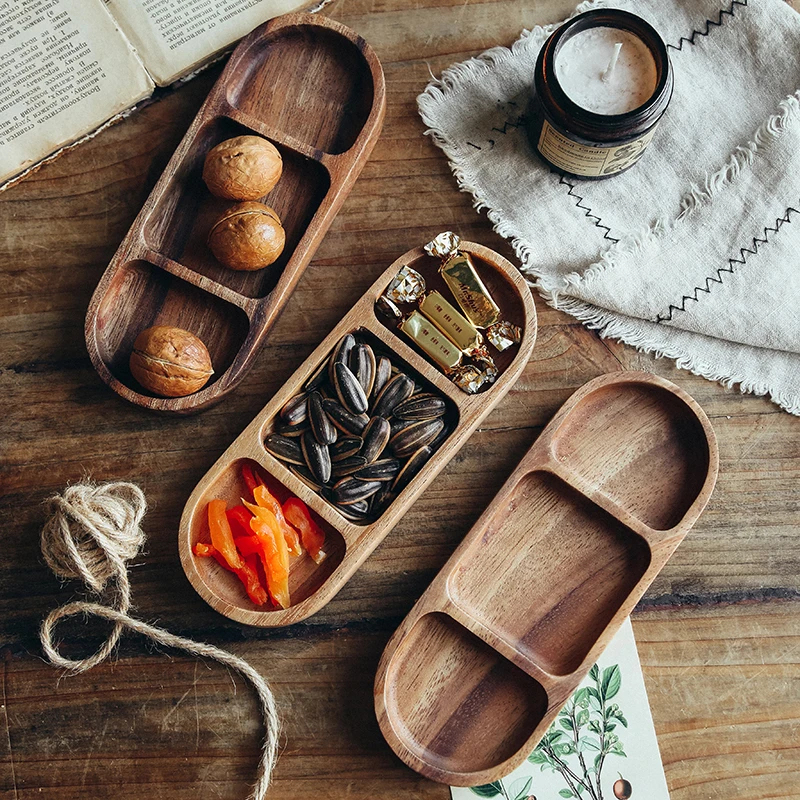 Wooden Nested Serving Trays 7 Pack Set of Rectangal