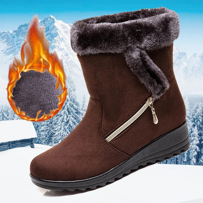 Botas mujer; женская обувь; теплые зимние ботинки на меху; кроссовки на высокой нескользящей платформе; chaussures femme; женские ботинки - Цвет: C